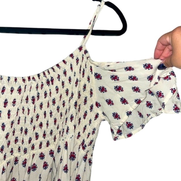 Off Shoulder Top Smocked Short Sleeve White Pink Paisley Print Boho Plus Size 2x - Picture 3 of 4